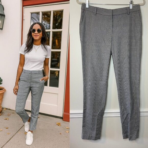 H&M Houndstooth Plaid Straight Trousers 6 - Picture 1 of 16